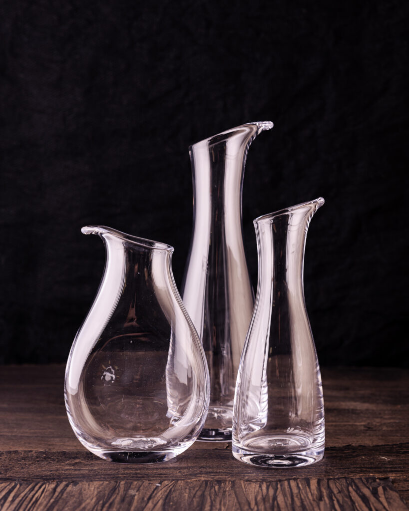 three clear vases