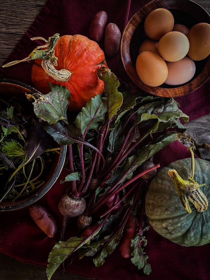A colorful collection of beets from a new mexico farmers market