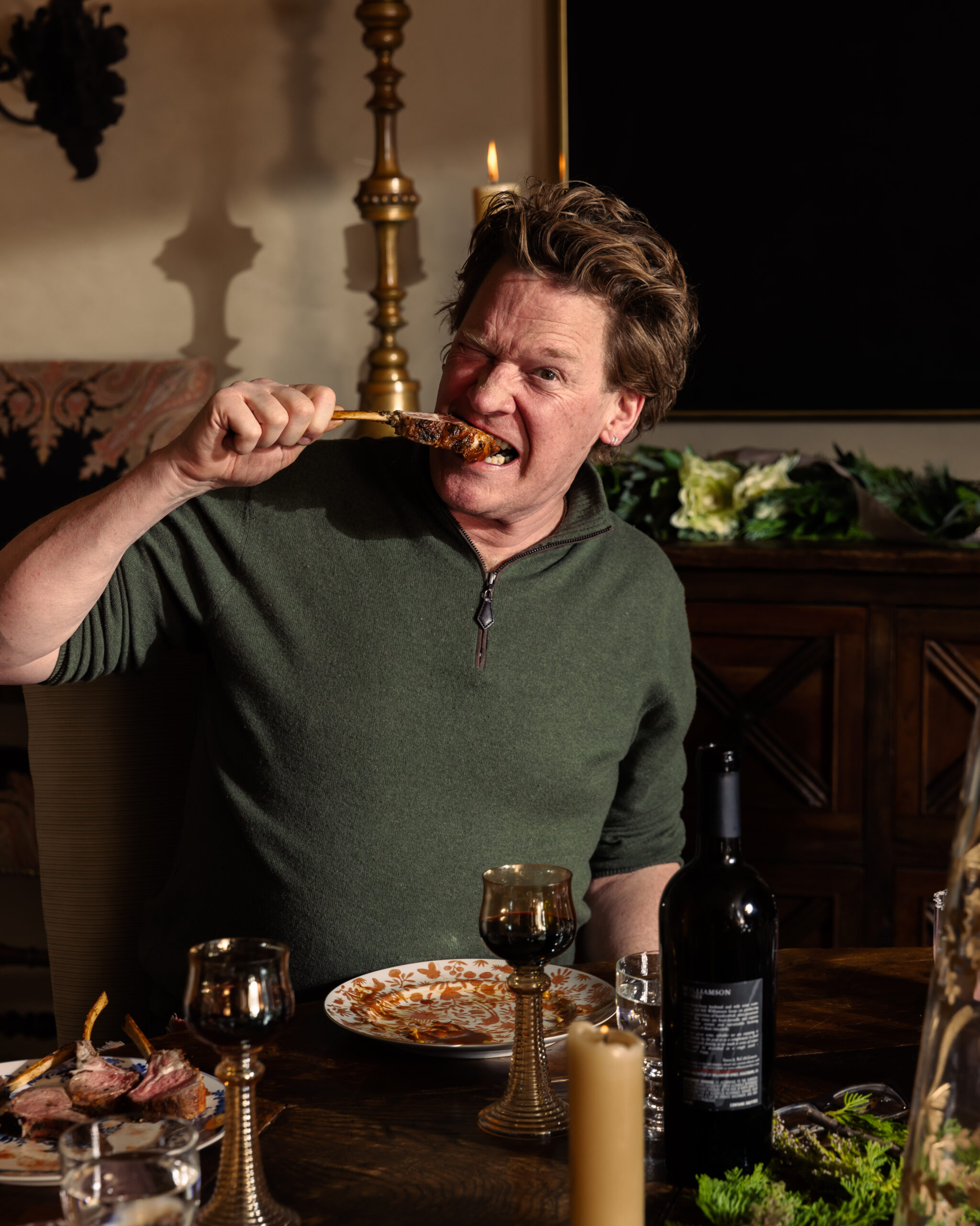 Meal in a rustic dining