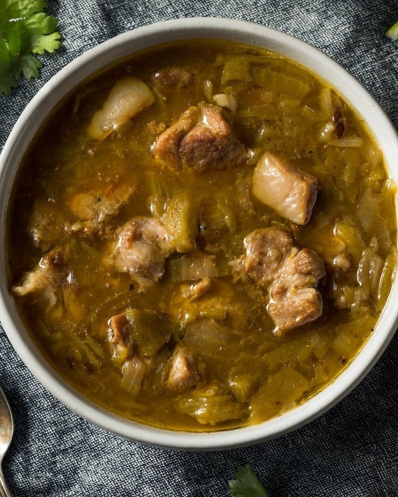 Green chile stew keeps the cold weather in check.