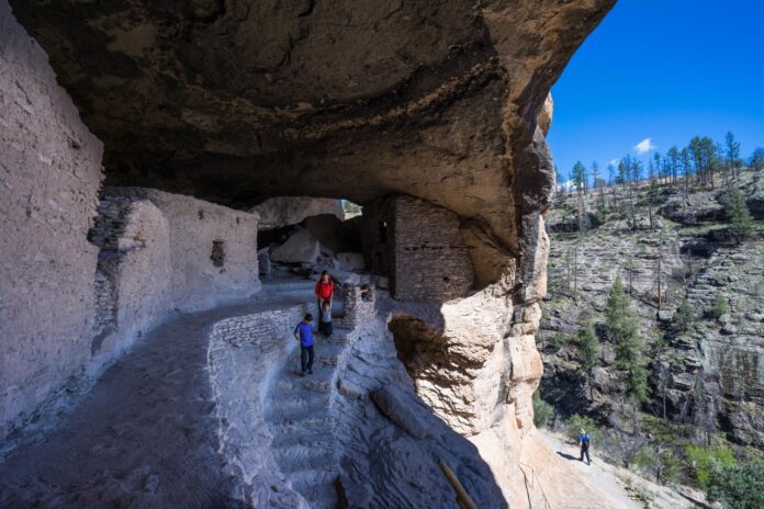 Rock formation in Silver City with stairs carved into the stone.