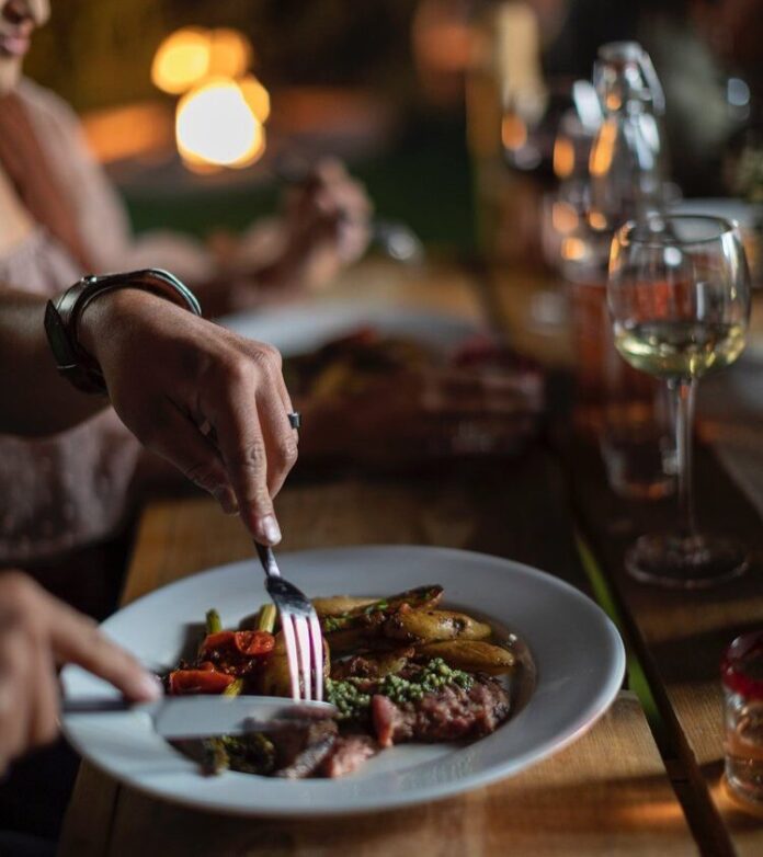 Grilled Flank Steak & Pesto with Asparagus, Campari Tomatoes, and Fingerling Potatoes