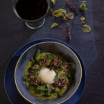Green Chili Risotto Recipe with Green Chile Purée, Perfect Eggs, and Microgreens