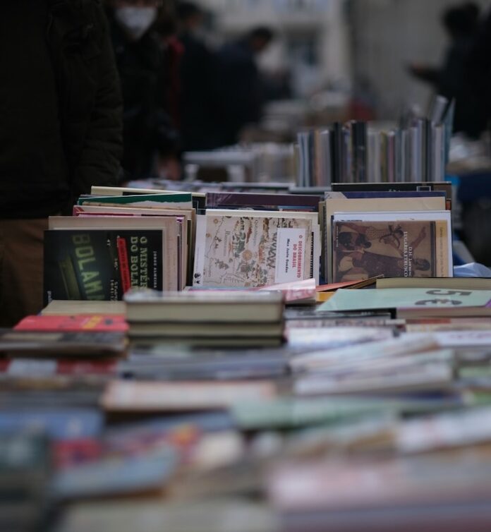 Literary Festival picture of books on a table.