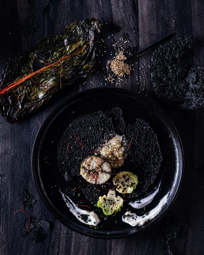 A plate of food from the Meet the Makers wine dinner at Open Kitchen.