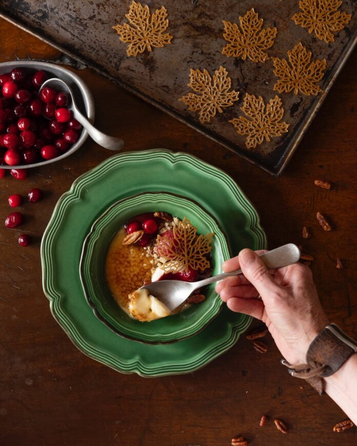 Maple Budino in green bowl