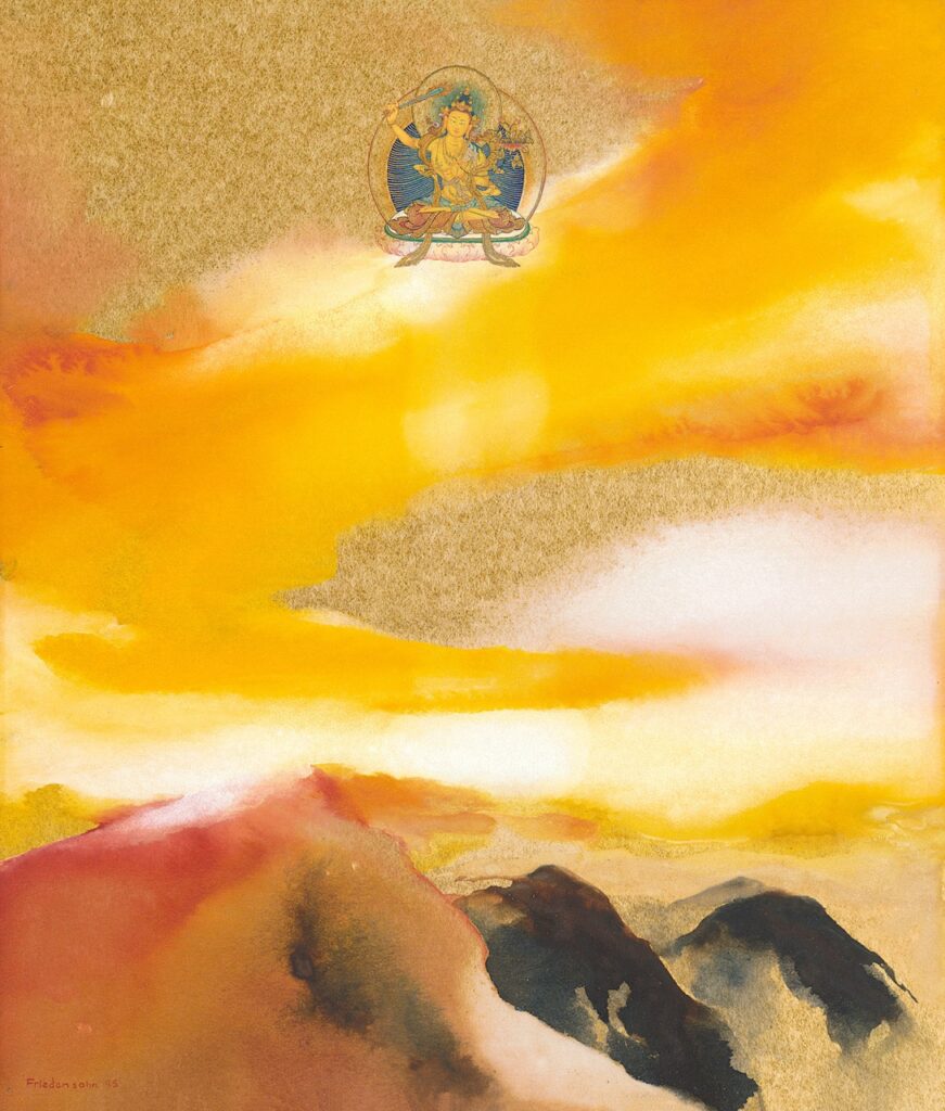 An abstract painting of the New Mexico deserts.